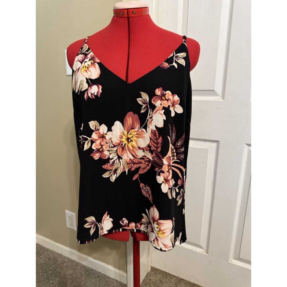 White House Black Market Reversible Floral Striped Cami Tank Top Womens L